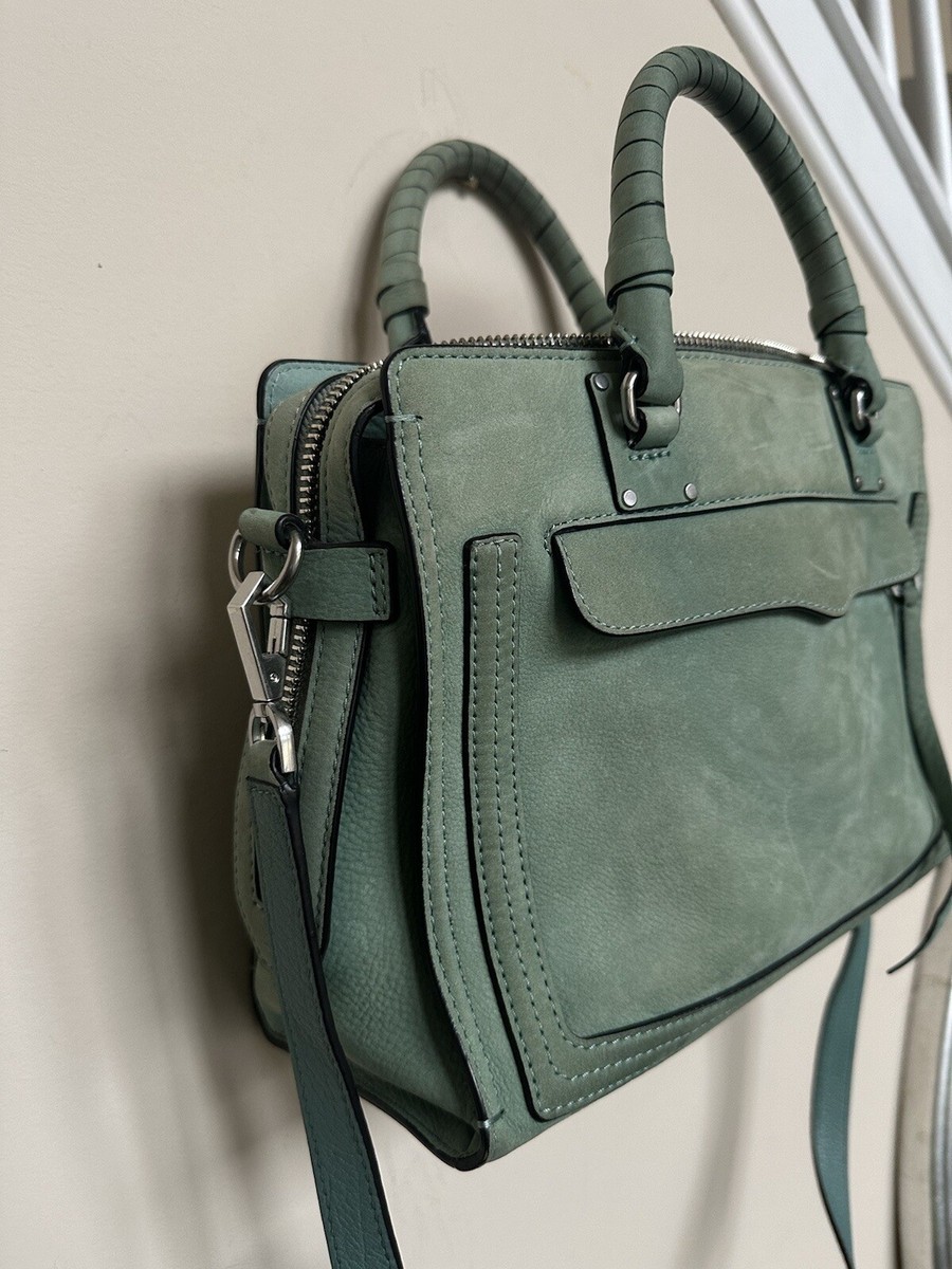 Rebecca Minkoff Bree Suede Satchel Bag Mint Green Leather Purse