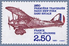 Timbre Poste Aérienne PA53 Neuf** - 50aire traversée Paris-New-York - 1980