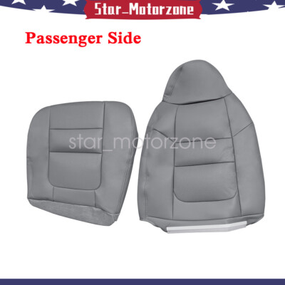 New Passenger Bottom Top Leather Seat Cover Gray For 2001 Ford F250 F350 Lariat