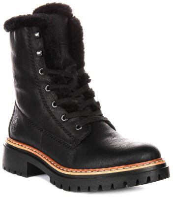 Rieker Lace Up Fur Linned Walking Ankle Boot Womens Sneakers Black US 6 - 10