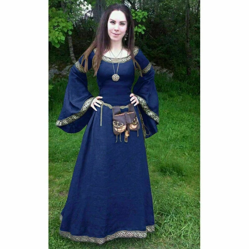 NEW Fashion Women Renaissance Costume Long Flare Sleeve Medieval Fairy Dress - Picture 6 of 14