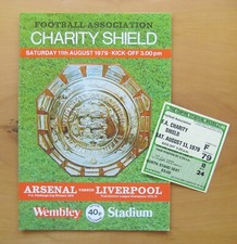 1979 Charity Shield ARSENAL v LIVERPOOL Football Programme + Ticket