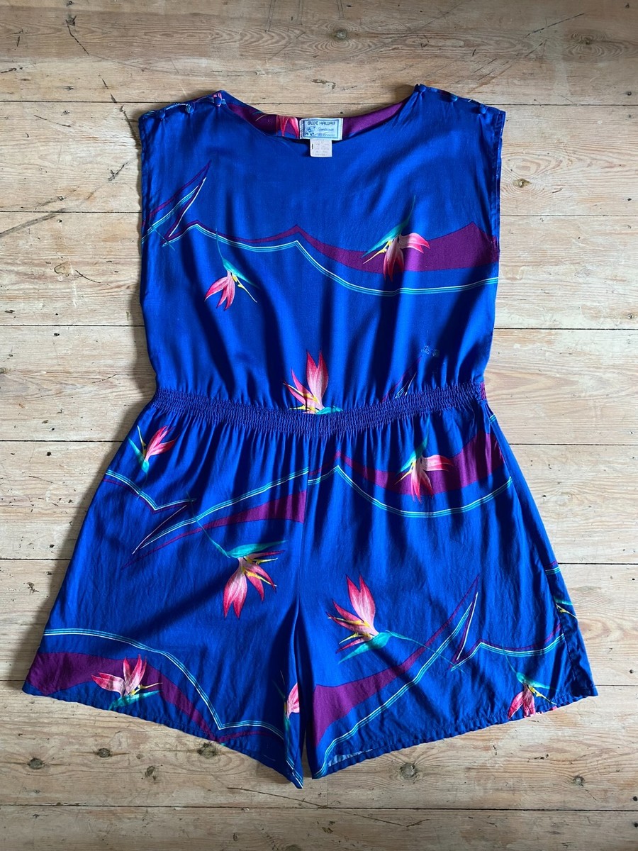 Hawaii Tropical Playsuit Uk Vintage Blue Hawaii Sportswear