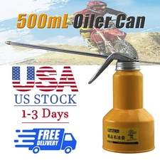 500mL Premium Manual Oil Can High Pressure Pump Oiler Metal Tube For Lubricants