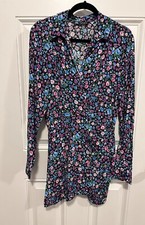 Zara Floral Faux Wrap Mini Dress Size Small Long Sleeve Collared Multicolor