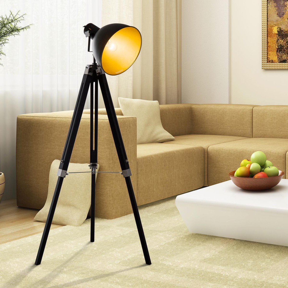 Stand Floor Lamp Tripod Light Livingroom Studio Dome Shade Retro