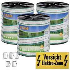 Weidezaunband 20mm Star weiss-gr&uuml;n 0.10Ohm/m 2 Kupfer+4 Niroleiter 600 m