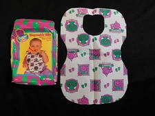 VTG BARNEY BABY BIBS DISPOSABLE 12 PACK BOX PLAYSKOOL FOOD BIB ~RARE~ 1993 NOS