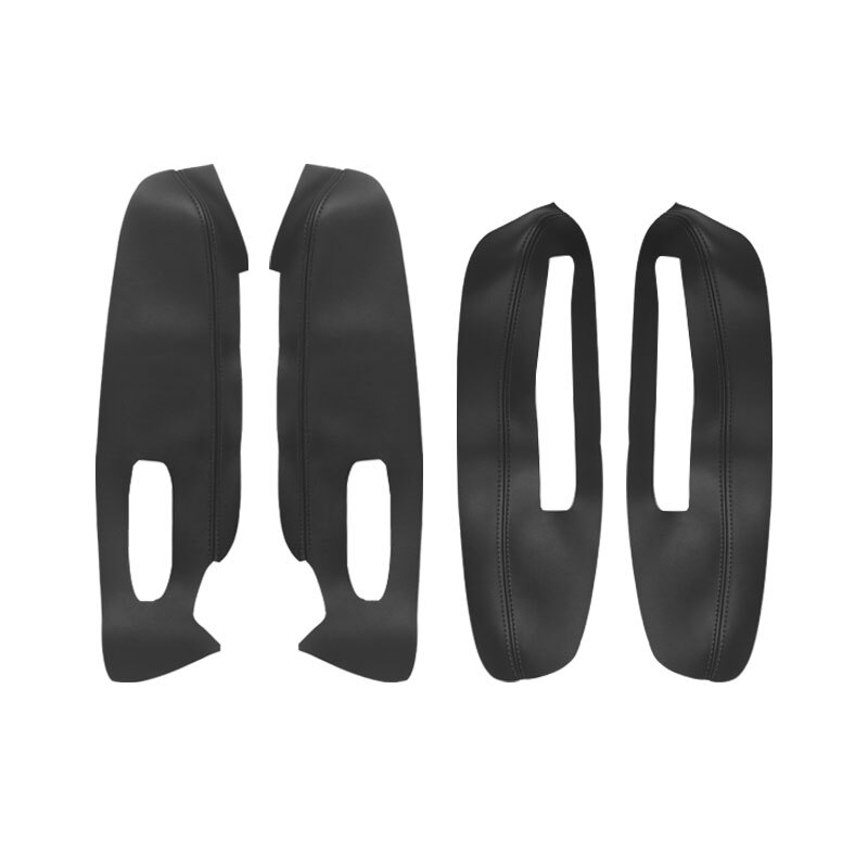 4pcs All Black Door Panel Armrest Leather Cover Trim For Renault Kadjar 16-18