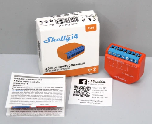 Shelly Plus i4 WiFi & Bluetooth-Smart-Controller mit 4 digitalen Eingängen Relay