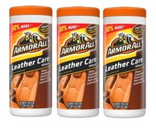 3 ~ Armor All Leather Care Wipes Cleans Condi...