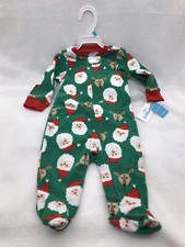 Carters Size 6M Sleeper Long Sleeve Santa Christmas Fleece Footed Zip Up Unisex
