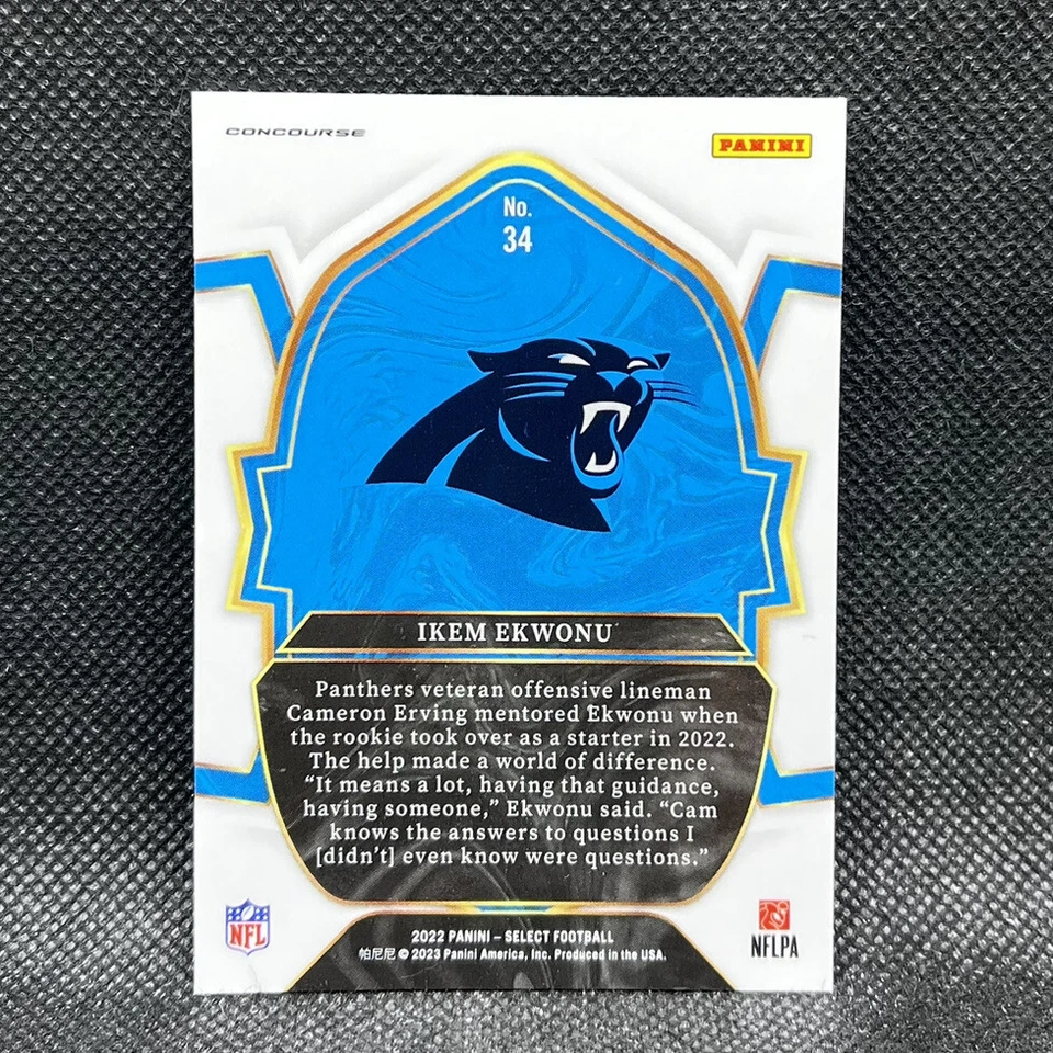 Ikem Ekwonu #34 Concourse Rookie Card 2022 Panini Select Football CAR RC - Image 2 of 2