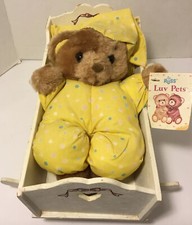 Russ Berrie Luv Pets PJ 7  Bedtime Bear Yellow Pajama Plush Tags Pillow Crib