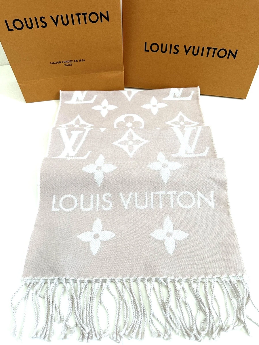 NEW AUTH LOUIS VUITTON M77854 BEIGE ROSE PINK WOOL MONOGRAM LV 