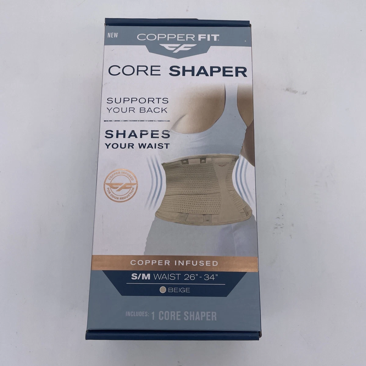 NEW - COPPER FIT Core Waist Belt Trainer Shaper Women Beige S/M Waist  26-34