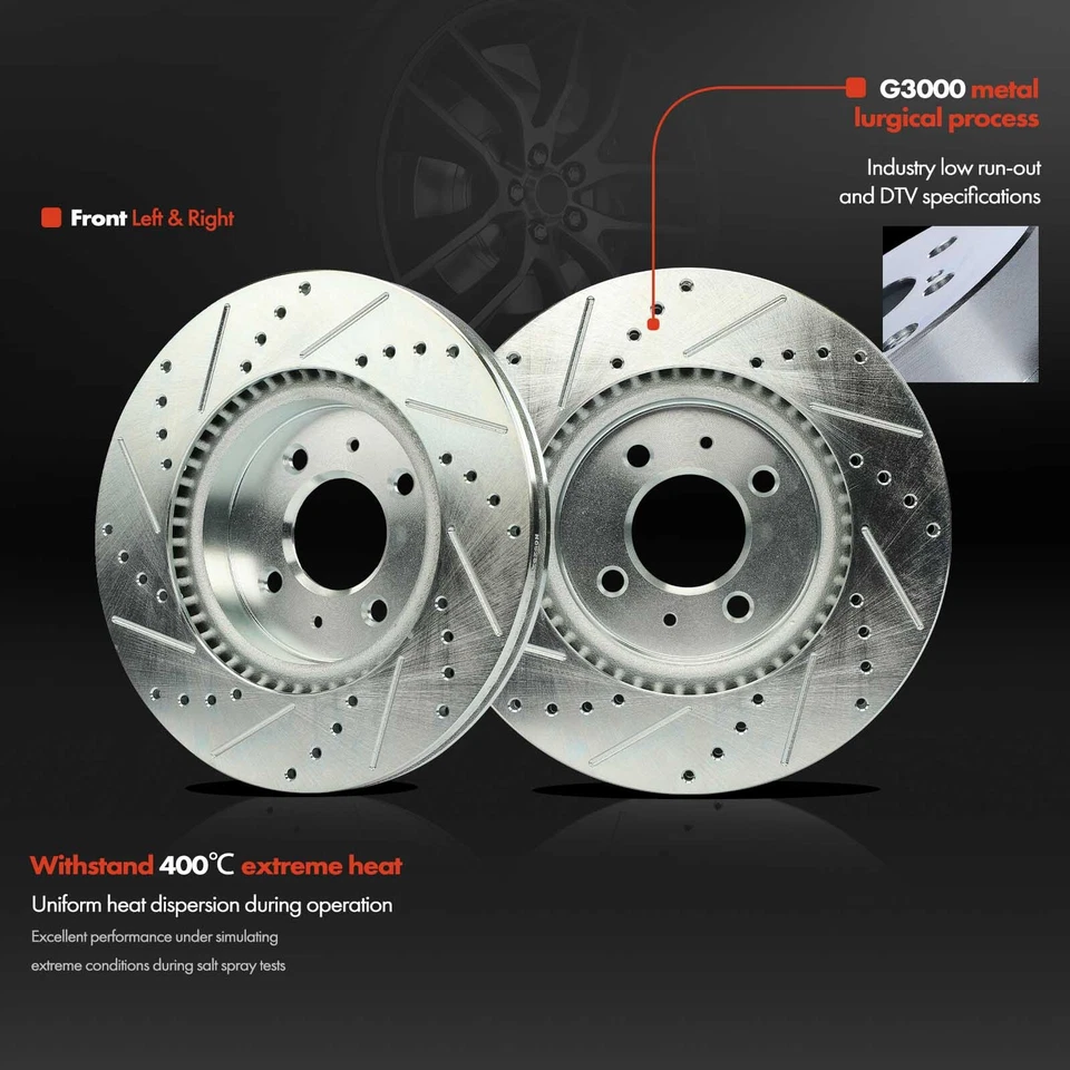 2 piezas rotores de freno delanteros perforados para Hyundai Accent 18-20 Kia Rio 2012-2022 Foto 3 de 4