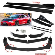 Front Bumper Chin Lip Splitter Spoiler Body Kitglossy Black For Mitsubishi