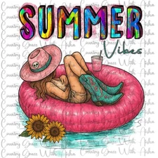 Sublimation Transfer Summer Vibes Float Ready To Press Paper Ink Heat Transfer