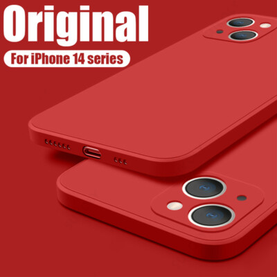 For iPhone 14 13 12 11 Pro Max 16 8+ Thin Liquid Silicone Soft Case Rubber Cover