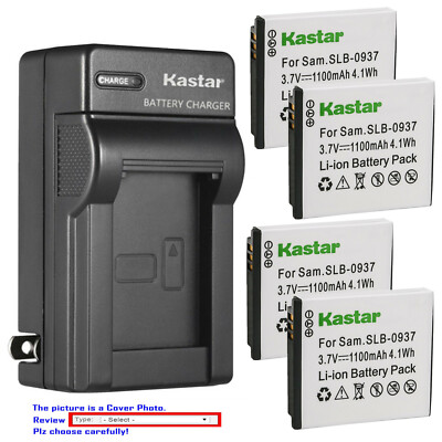 Kastar Battery AC Wall Charger for SLB-0937 Samsung CL5, CL50, CL80, I8 Camera