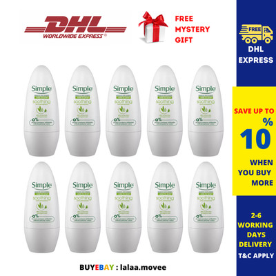 10 X Simple Soothing Anti-Perspirant Roll-On Deodorant For Sensitive Skin