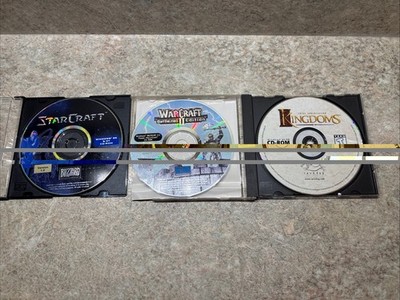 3 Game Lot Warcraft StarCraft Total Annihilation Kingdoms PC Vintage RPG Fantasy