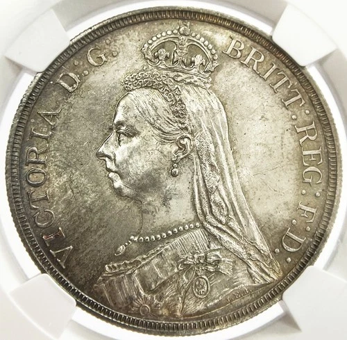 1887 SILVER GREAT BRITAIN 1 CROWN JUBILEE HEAD NGC MINT STATE 64 NICE EYE APPEAL