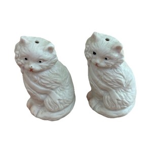 Vintage Kitty Cat Salt & Pepper Shaker Set Kitten white Vintage