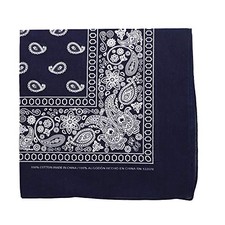 22 Inch Cotton Paisley Bandana Navy