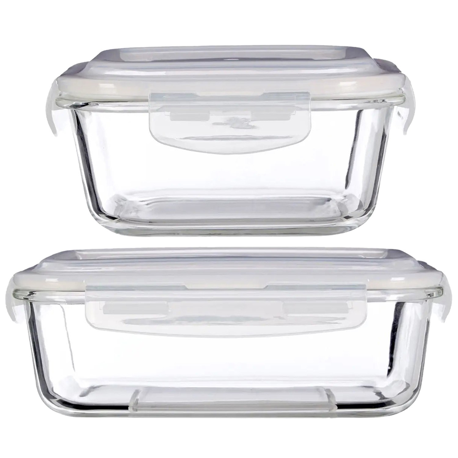 Freska 800/1520ml Borosilicate Glass Lunch Box Food Container Airtight Lid Set
