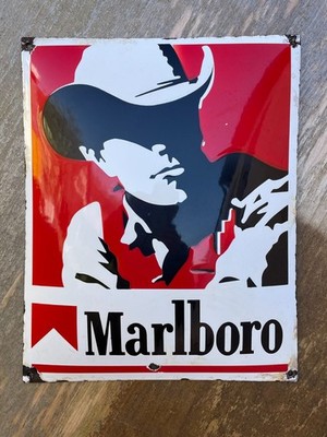 ebay marlboro cigarettes MARLBORO porcelain sign advertising vintage cigarettes cowboy 20