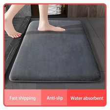 Alfombra de baño de terciopelo coral súper absorbente antideslizante alfombra de puerta de piso de baño