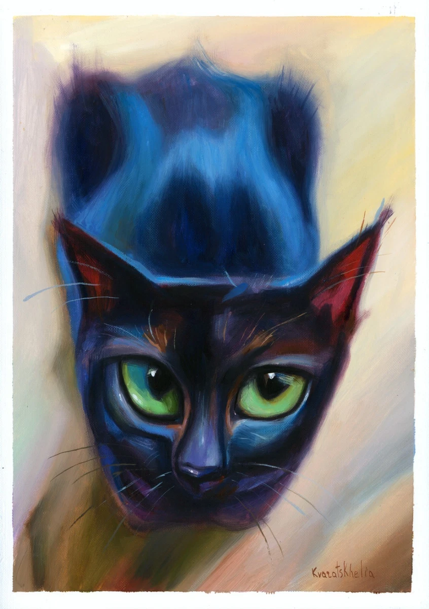 油画猫艺术绘画| eBay