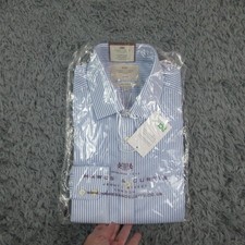 Hawes  Curtis Dress Shirt Mens 15.5 34 Blue Stripe Extra Slim Non Iron NWT