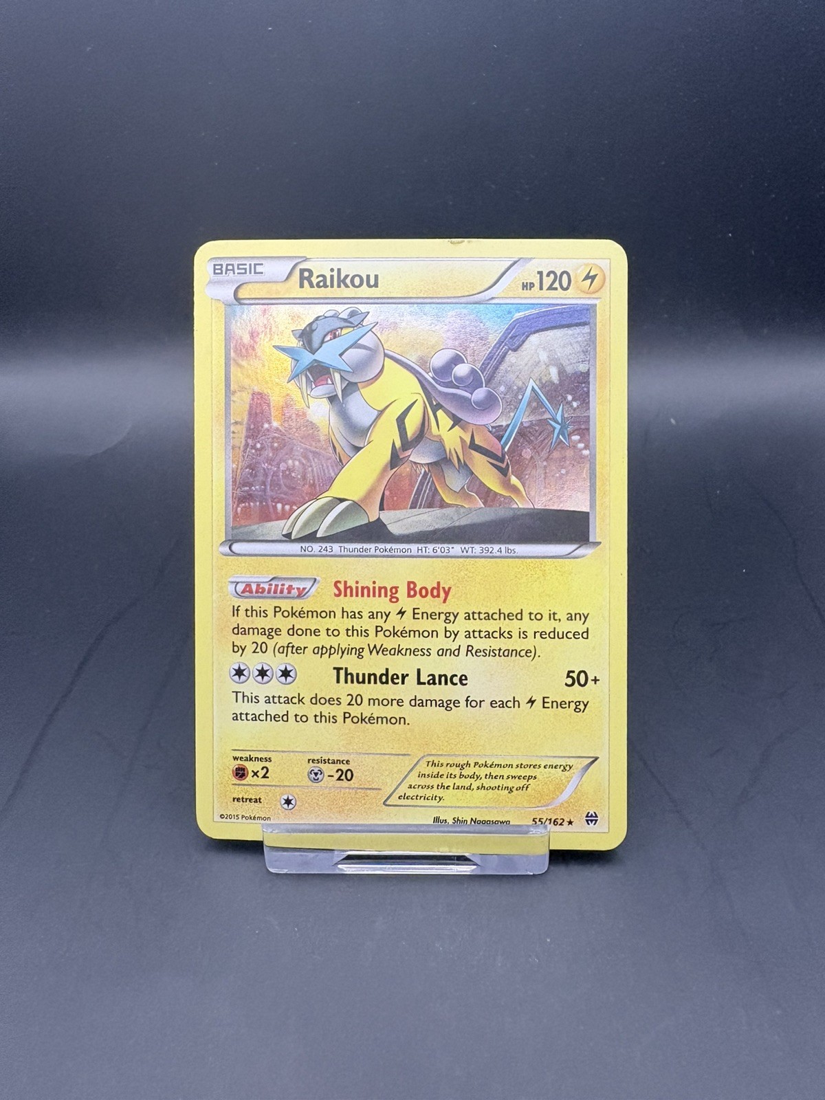 Pokémon TCG Card Raikou 55/162 - XY BREAKthrough - Cosmos Holo MP Electric Type