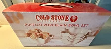Cold Stone Creamery Ceramic Waffle Ruffle Ice Cream Dessert Bowls Set of 4 NEW