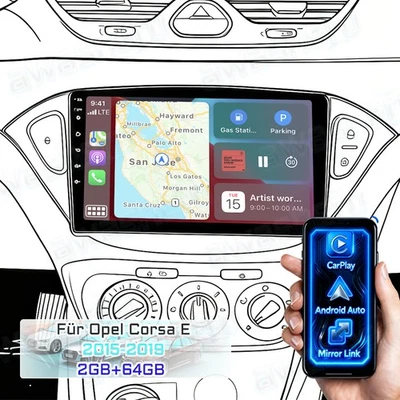 AWASHERO 2+64GB Android 15 Autoradio Für Opel Corsa E / Adam CarPlay GPS Navi WIFI FM RDS