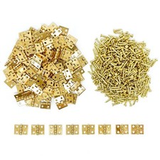 100Pcs Mini Brass Hinges Hardware Small Tiny for Miniature Furniture Wooden Box