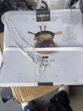 Boska Fondue Pro Set L Cheese Fondue Fondue Set Cast Iron Oak 1.5 L A2