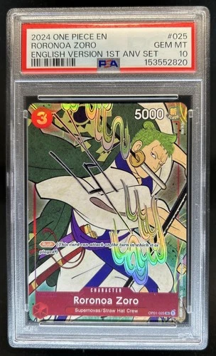 2024 One Piece 1st Anniversary English Roronoa Zoro #OP01-025 PSA 10 GEM MINT