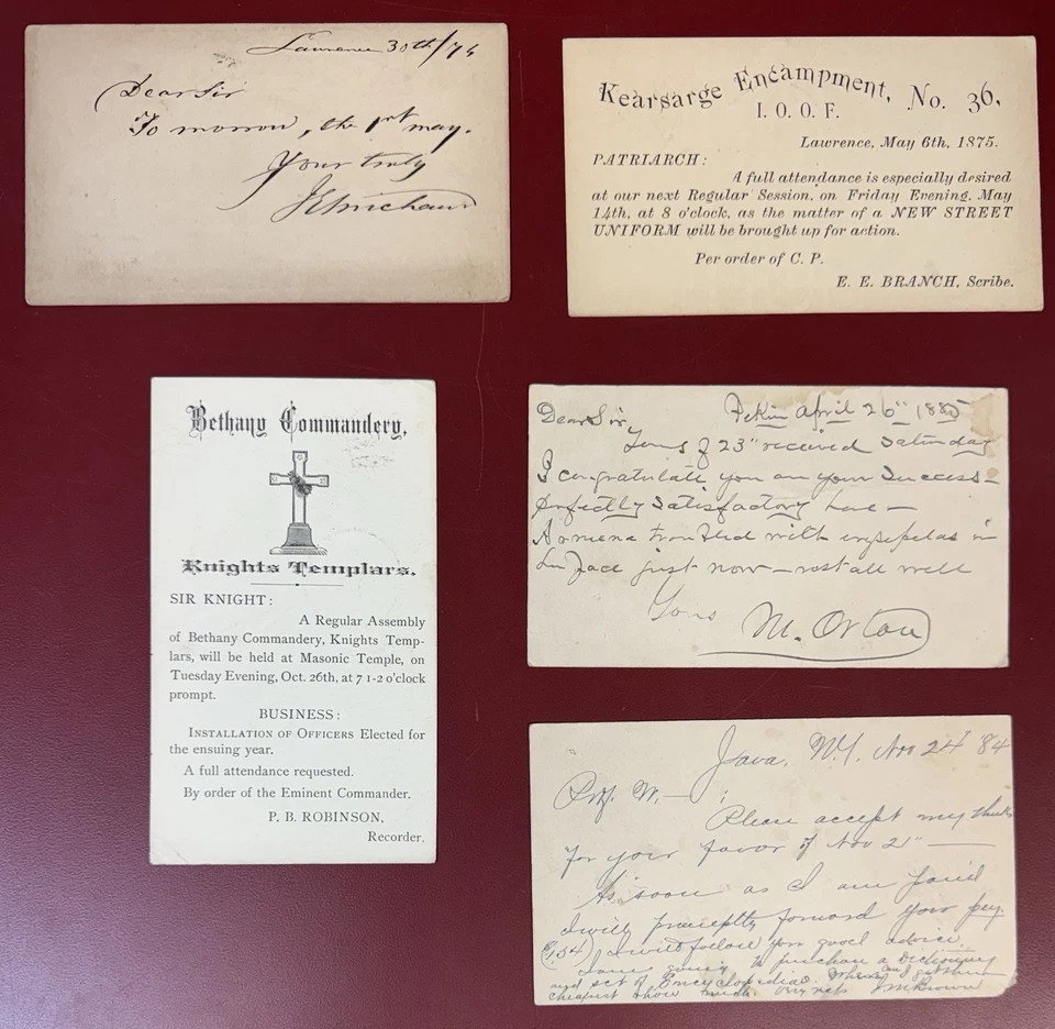 U.S., Lot of 5 Early Postal Cards, Used with Nice Cancels - Image 2 of 2