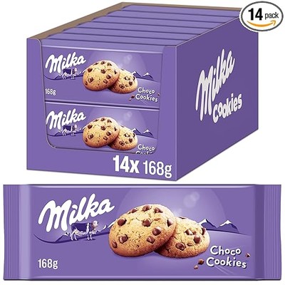 Milka Choco Cookies 14 x 168g, Milka Kekse mit Alpenmilch Schokoladenstückchen