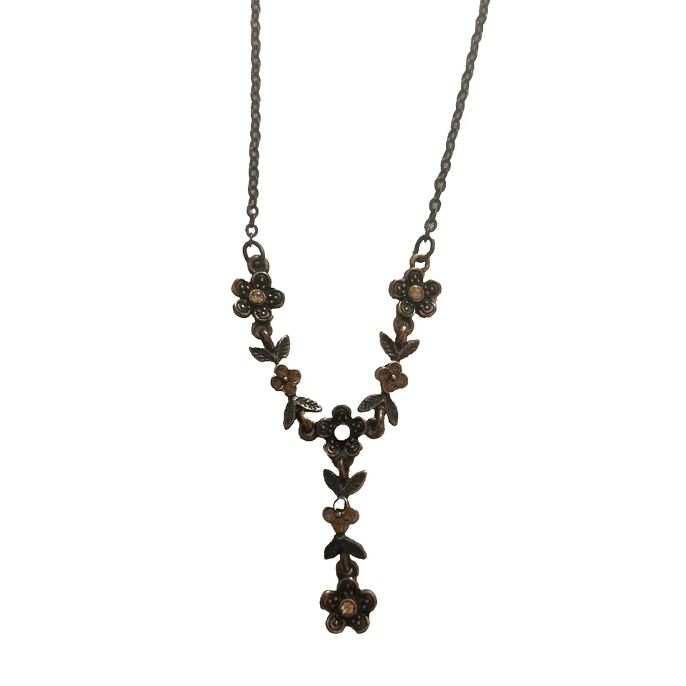 Cadena de collar de 15"-18" color cobre 1928 con colgante de flores estrás Foto 4 de 4