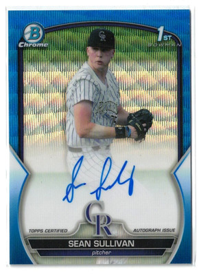 2023 1st Bowman Draft BLUE Wave RC AUTO Sean Sullivan! Rookie! Autograph /150