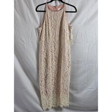 Eliza J Womens Pink Cream Floral Lace Halter Sheath Dress EJ2-9631 Size 12 NEW