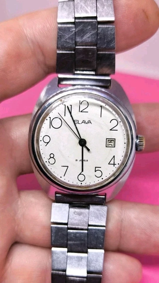 Vintage Watch Slava 21 Jewels White Dial Mechanical USSR Soviet Men Video - Image 4 of 4