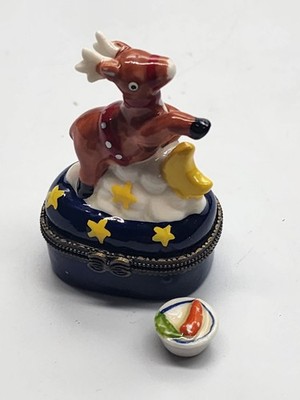 Reindeer On Cloud with Moon and Stars Porcelain Trinket Box