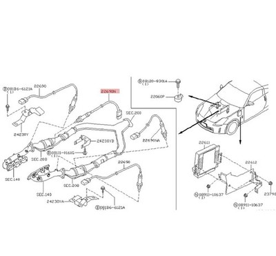Nissan 350Z/370Z Beheizte Lambdasonde Hinten für 2007-2014 Original 226A0-ET000