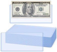 15Pack Hard Plastic Clear Money Holders Dollar Bill Top-Load Sleeves 6.85×2.91In